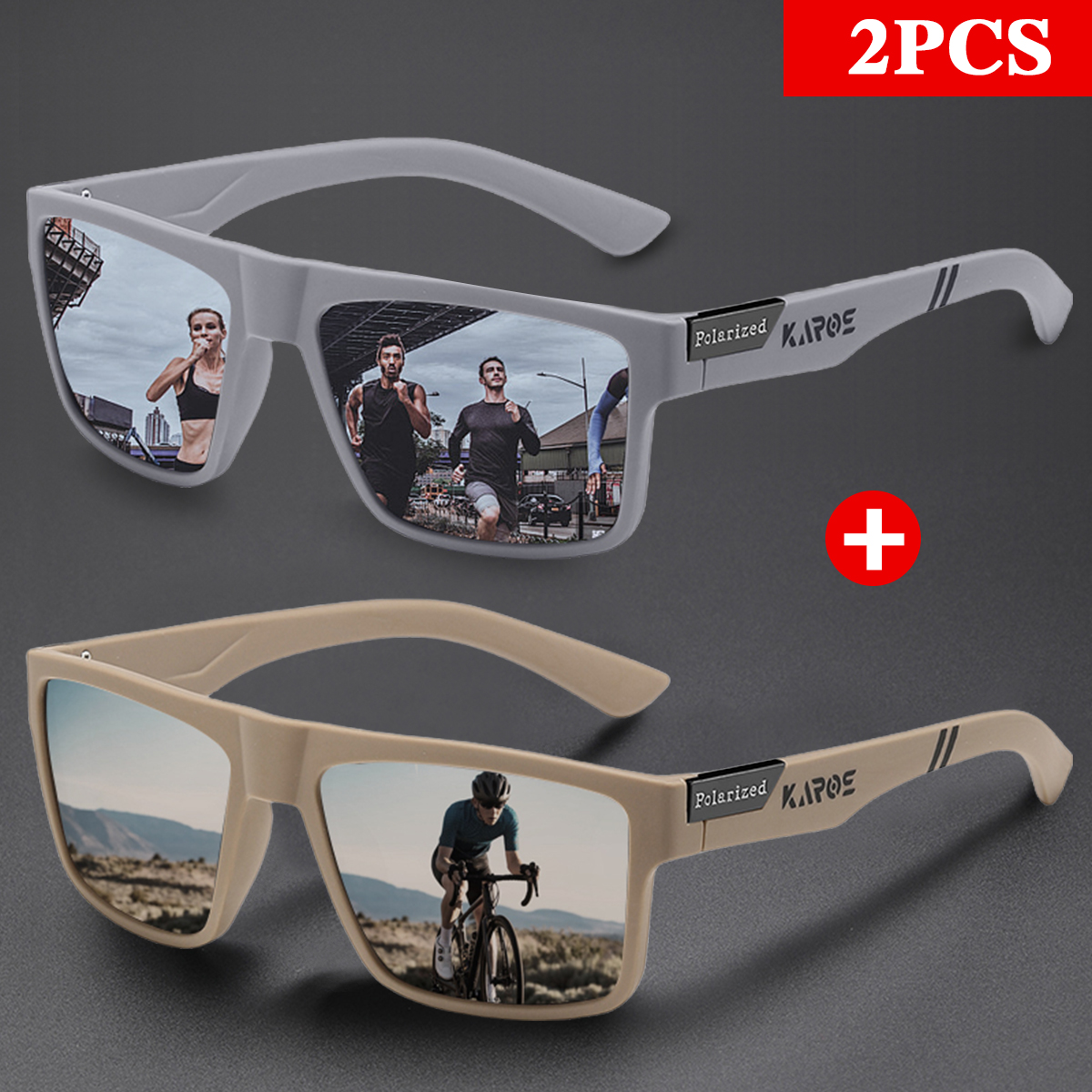 Outdoor Sport Glasses - KAROS 2PCS Retro Square Polarized Sports
