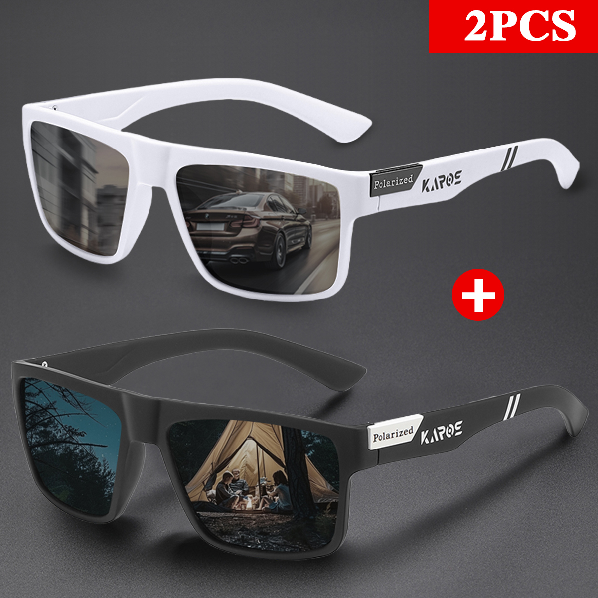 KAROS 2PCS Retro Square Polari - Outdoor Sport Glasses reseña y precio
