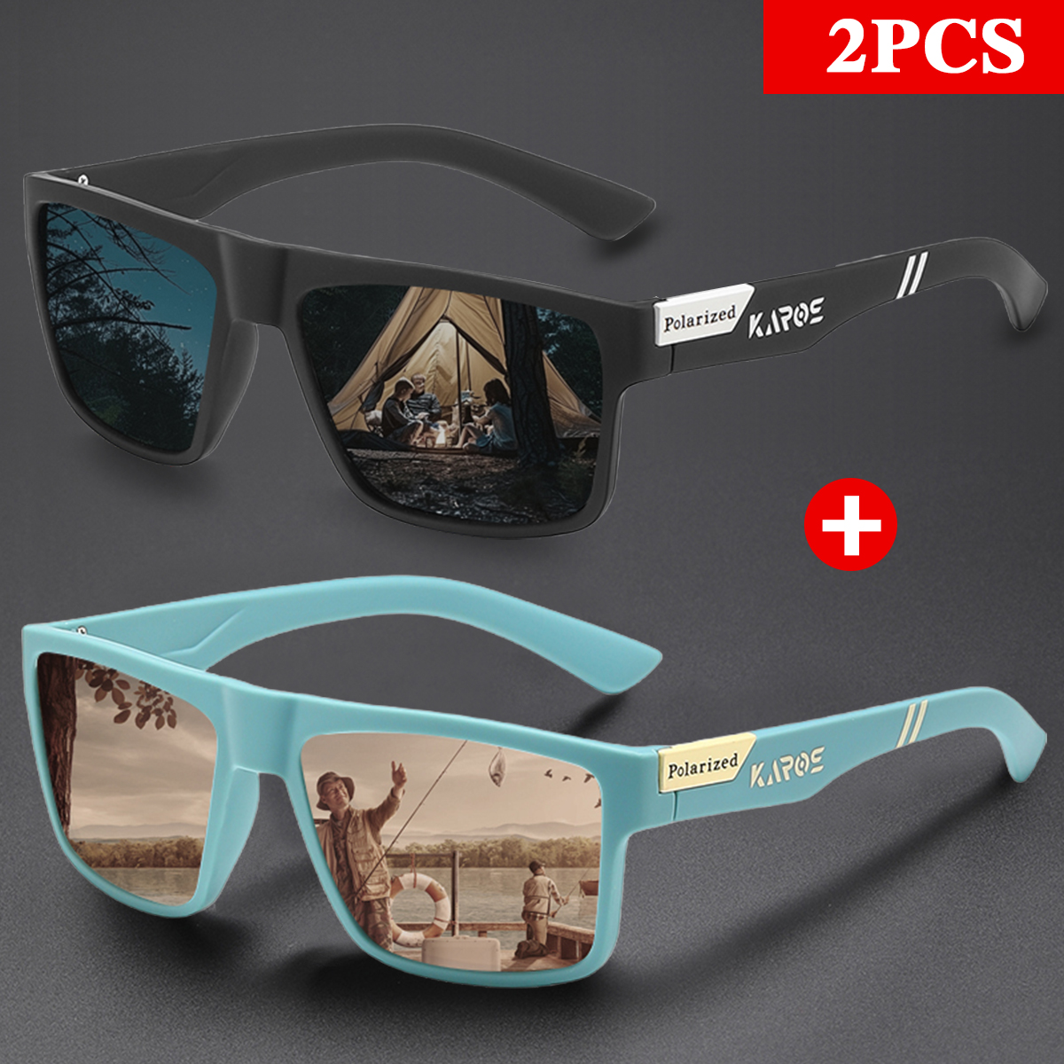 KAROS 2PCS Retro Square Polari - Outdoor Sport Glasses reseña y precio