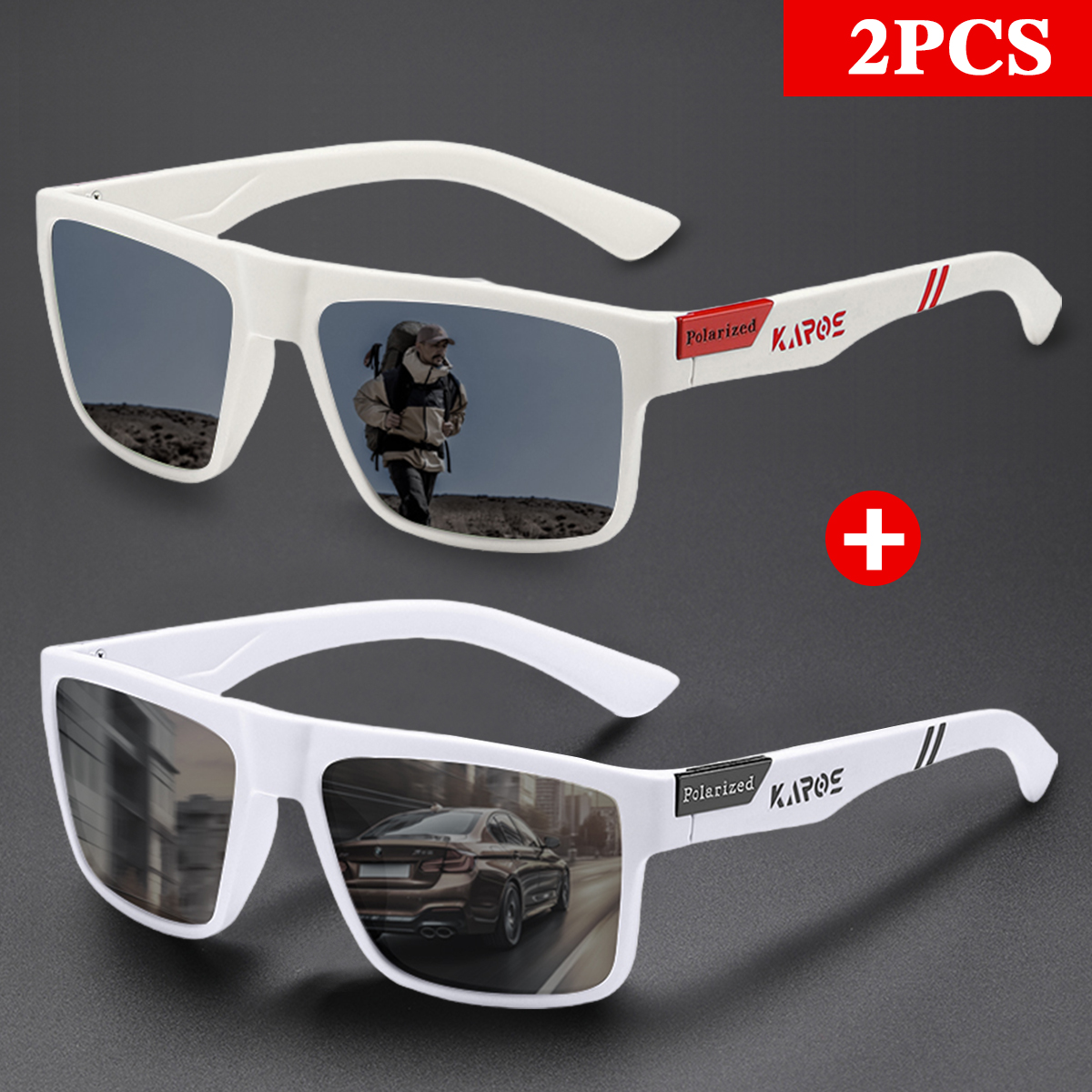 KAROS 2PCS Retro Square Polari - Outdoor Sport Glasses reseña y precio