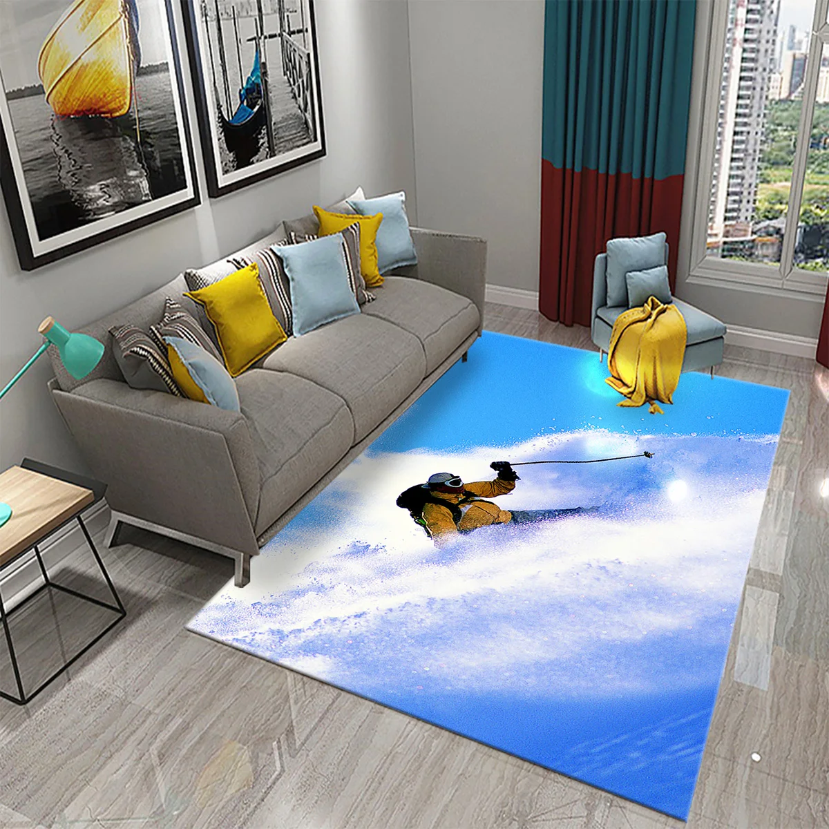 Ski Snow Mountain Theme Carpet - Outdoor Sport Live reseña y precio
