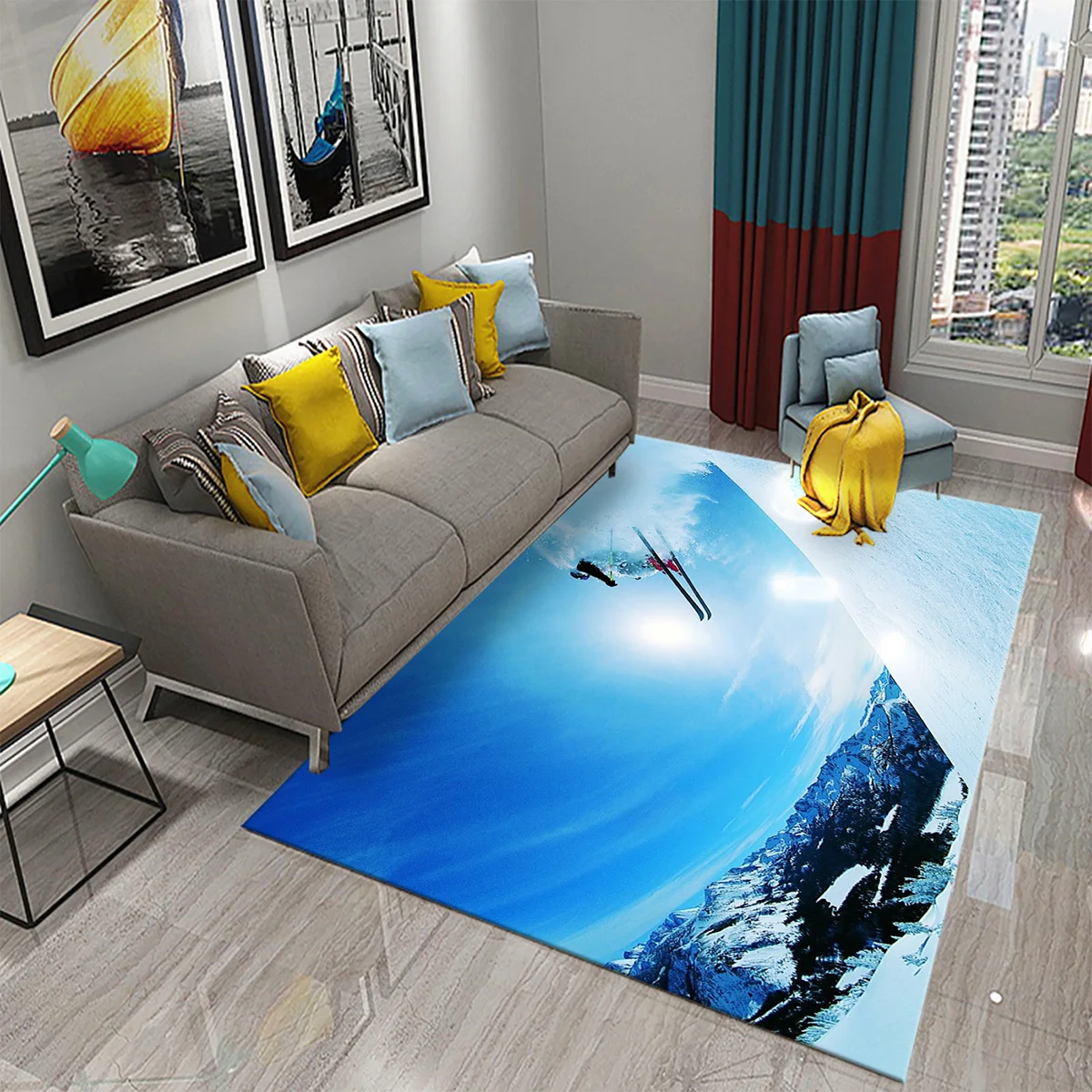 Ski Snow Mountain Theme Carpet - Outdoor Sport Live reseña y precio