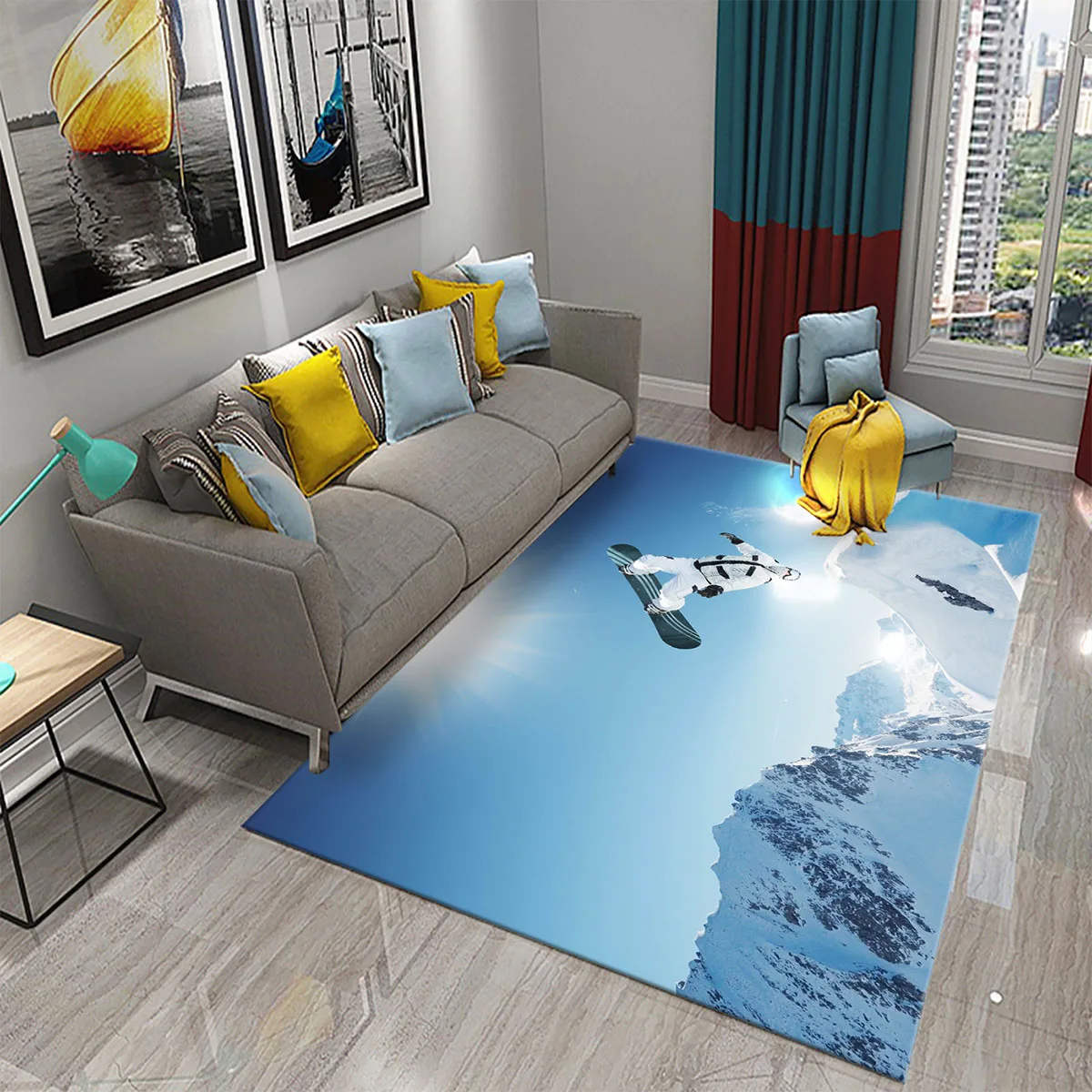Ski Snow Mountain Theme Carpet - Outdoor Sport Live reseña y precio