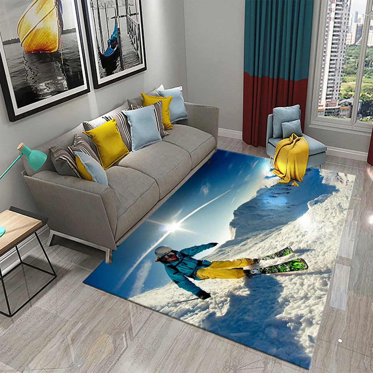 Ski Snow Mountain Theme Carpet - Outdoor Sport Live reseña y precio